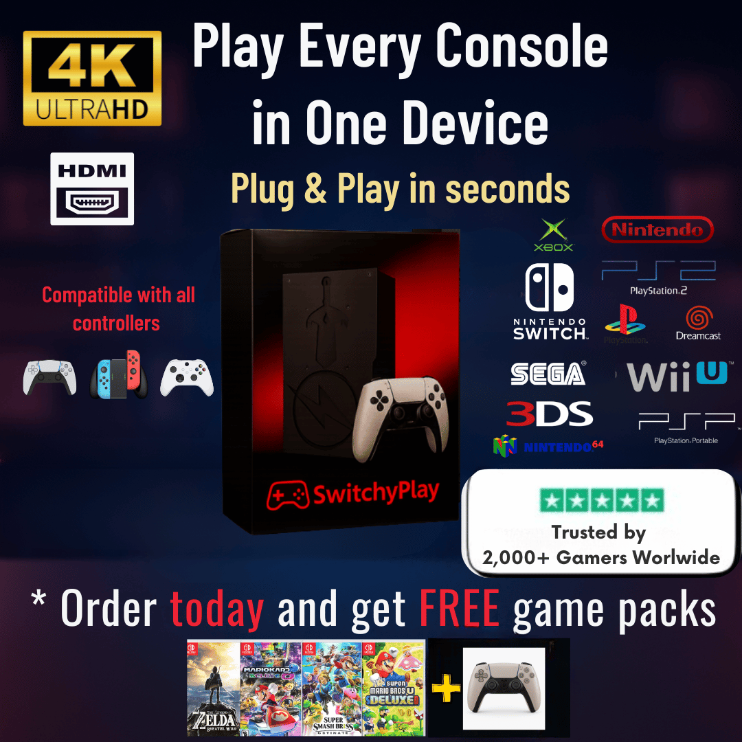 SwitchyPlay™ – Play Switch Games & 50+ Classic Consoles in One Ultimate 4K System!